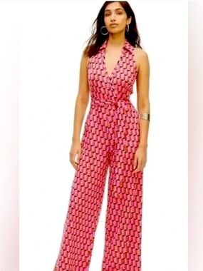 DVF for Target Sleeveless Pink Patterned Wide-Leg Jumpsuit